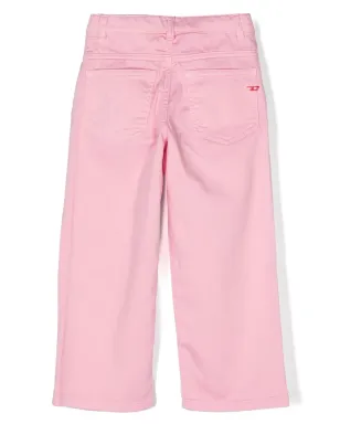 Diesel Kids ローズピンクのストレッチデニム・ワイドジーンズ - サムネイル2