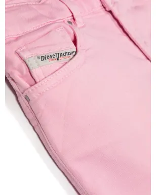 Diesel Kids ローズピンクのストレッチデニム・ワイドジーンズ - サムネイル3