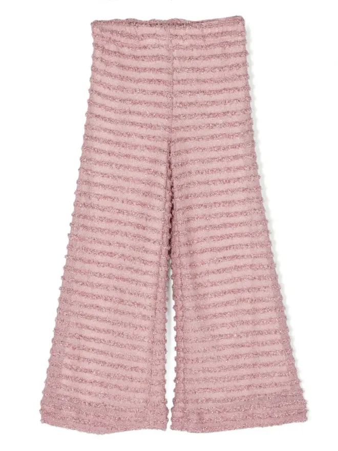 La Stupenderia La Stupenderia lurex-detailing frayed flared trousers - Pinkの商品画像