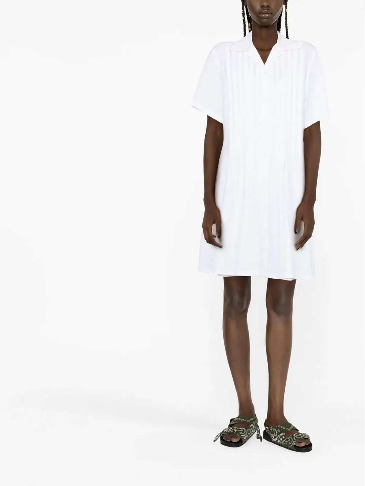 Kenzo ピンタックショートスリーブドレス - ホワイト - 画像2