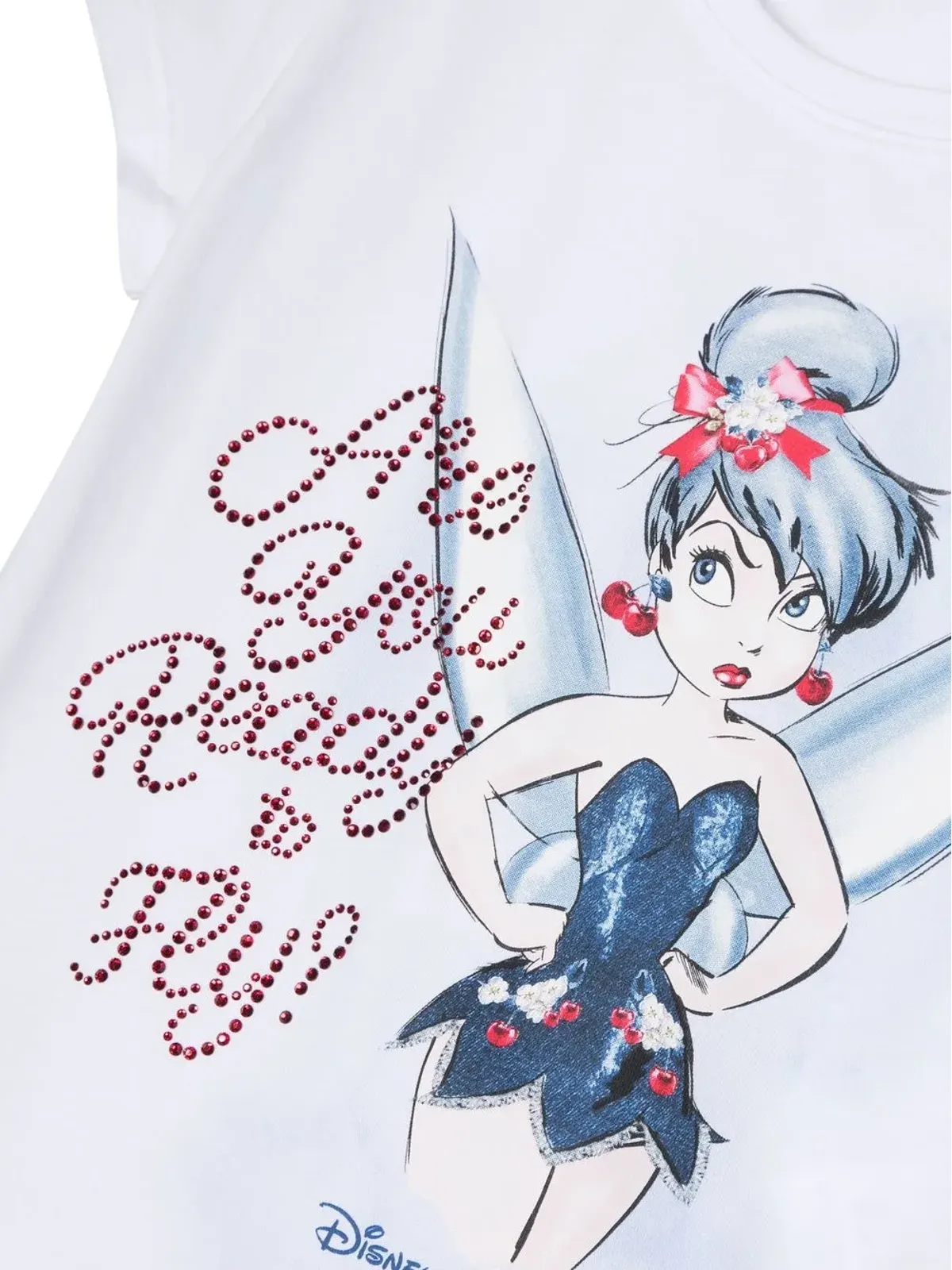 Monnalisa グラフィックプリントクリスタル装飾Tシャツ - 画像3
