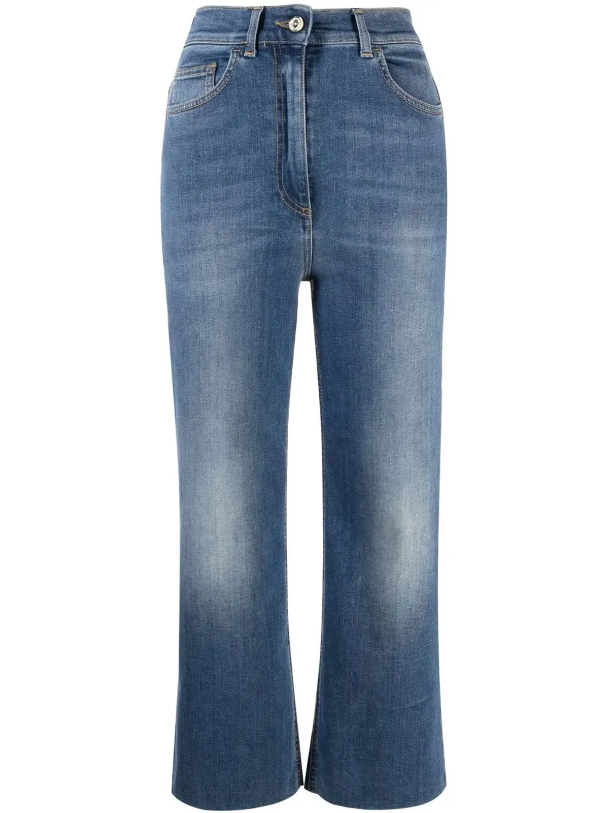 Elisabetta Franchi クロップドハイウエストジーンズ - Blue - 画像1
