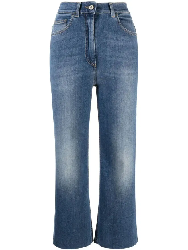 Elisabetta Franchi Elisabetta Franchi クロップドハイウエストジーンズ - Blueの商品画像
