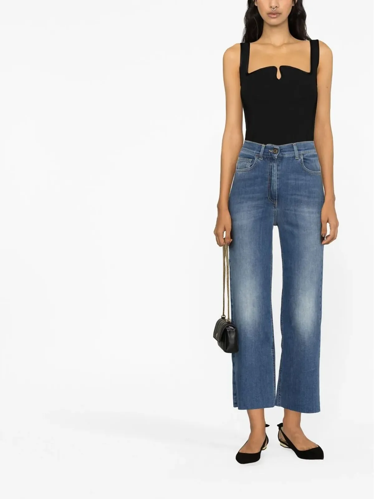 Elisabetta Franchi クロップドハイウエストジーンズ - Blue - 画像2