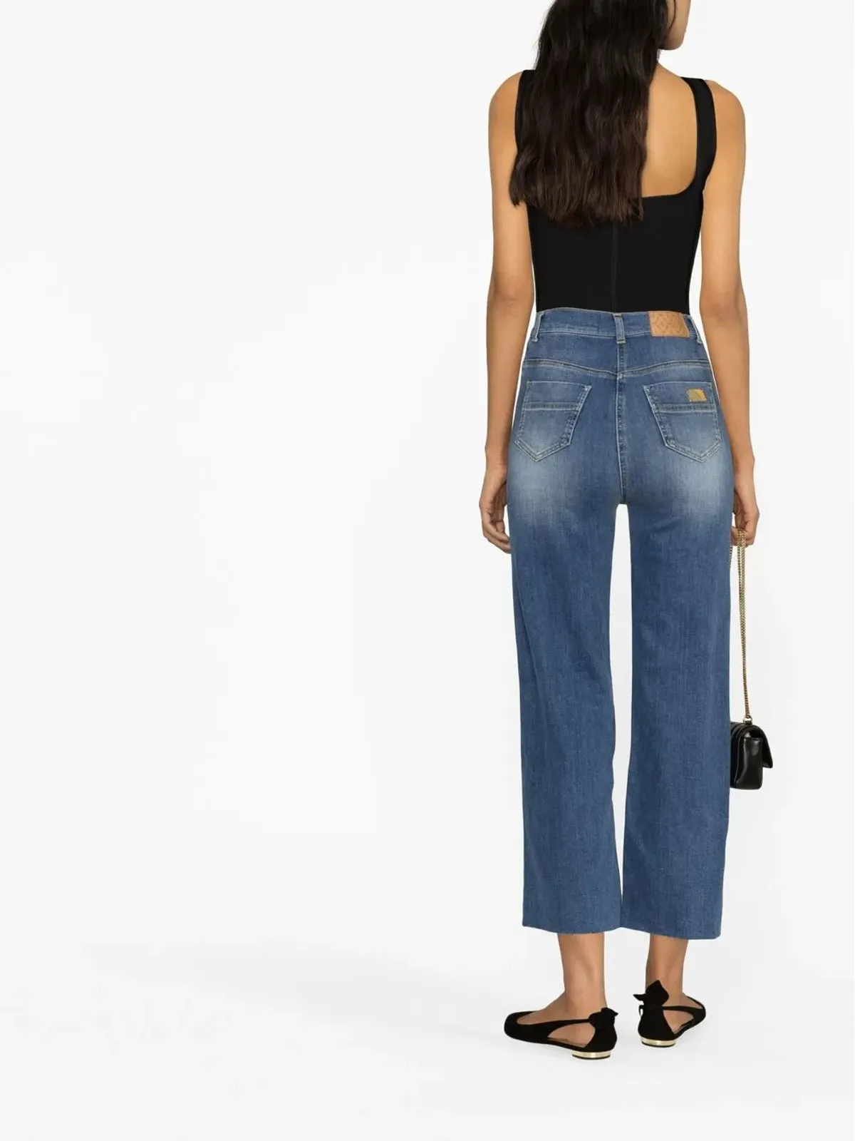 Elisabetta Franchi クロップドハイウエストジーンズ - Blue - 画像3