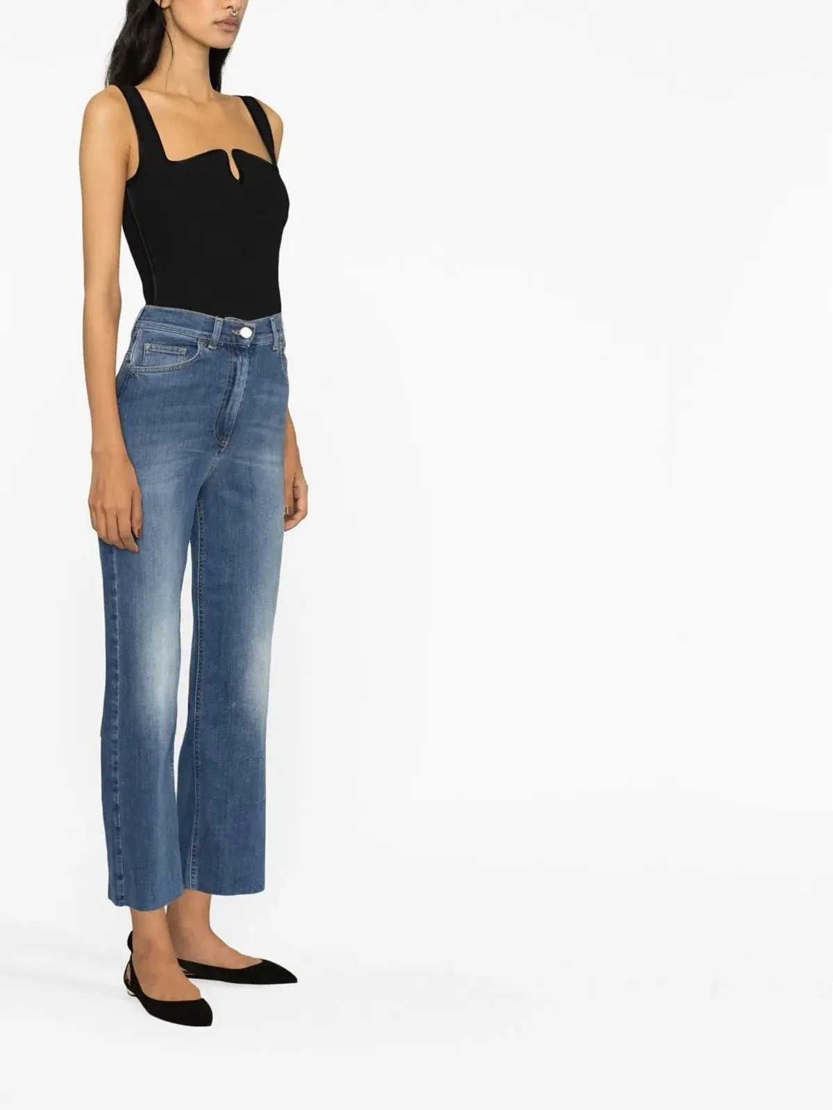 Elisabetta Franchi クロップドハイウエストジーンズ - Blue - 画像4