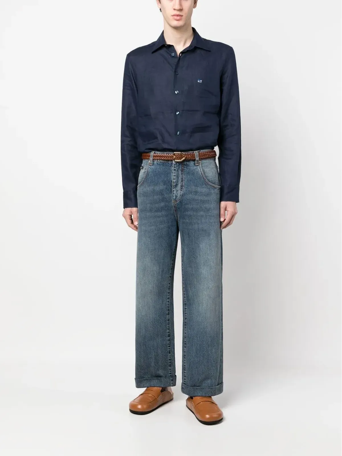 ETRO ロゴパッチ・ストレートジーンズ - 画像2