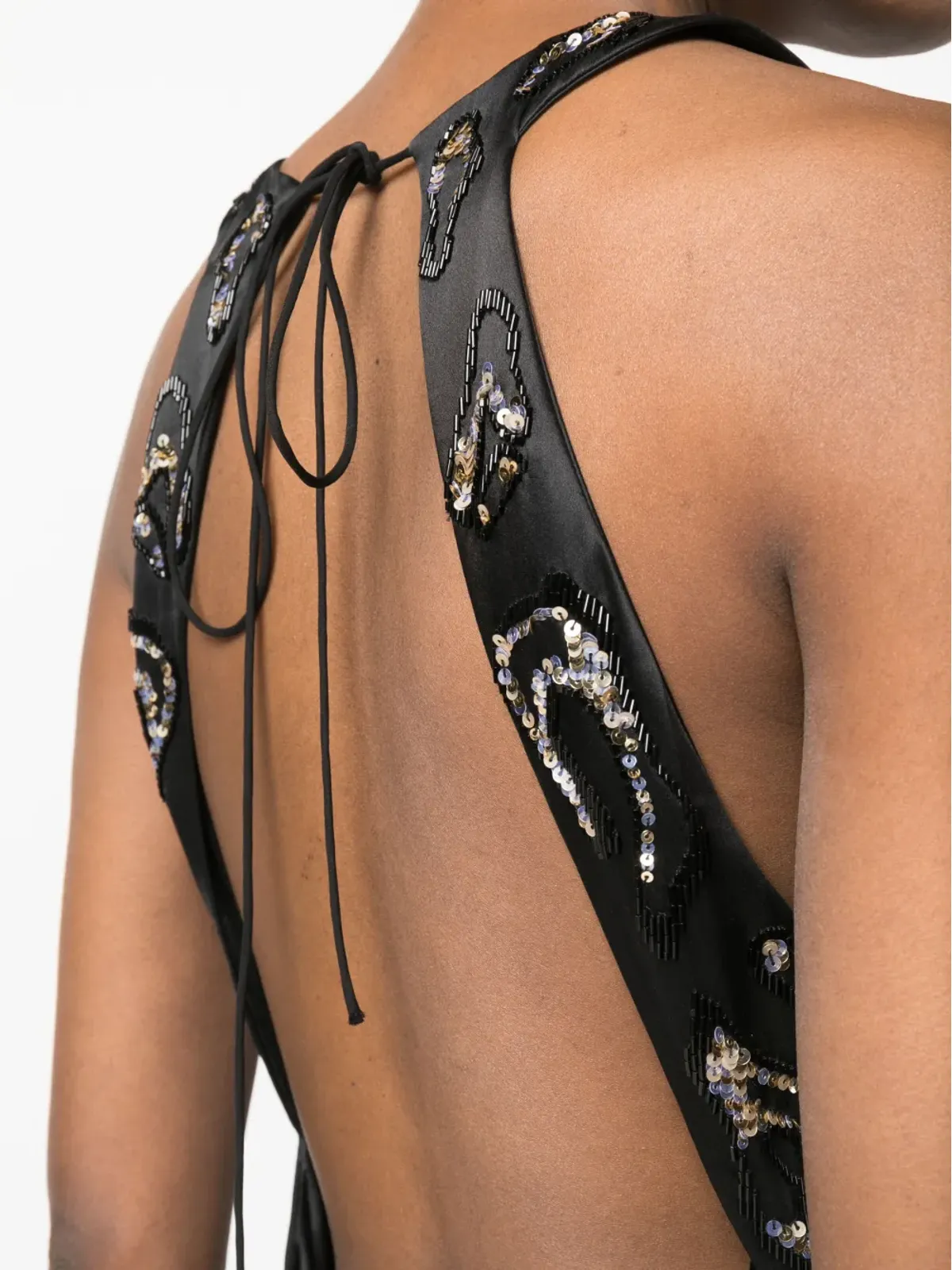 Roberto Cavalli スパンコール付きオープンバックドレス（ブラック） - 画像5