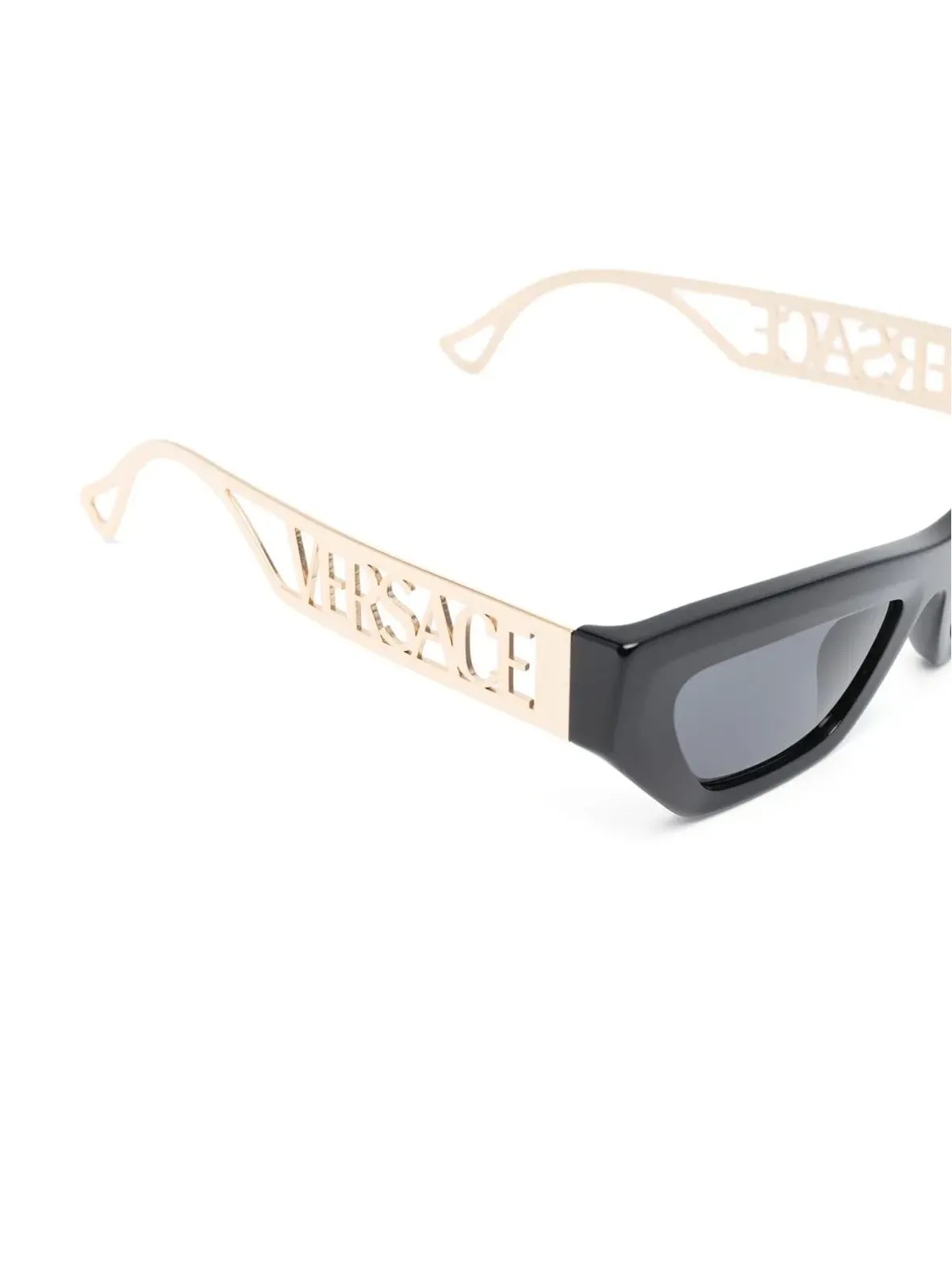 Versace Eyewear ロゴプレートキャットアイサングラス - ブラック - 画像2