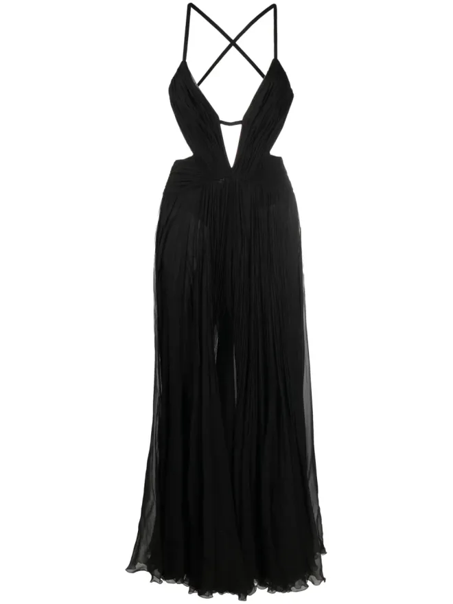 Roberto Cavalli Roberto Cavalli ドレープバックレス シルクドレス（ブラック）の商品画像