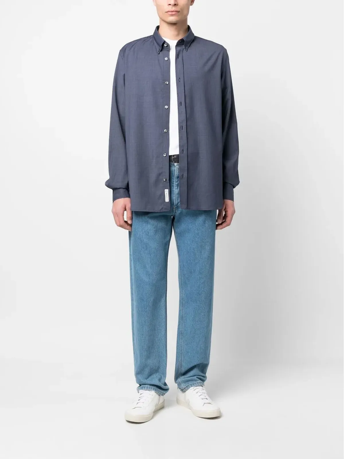 Woolrich 細チェック ヴァージンウール シャツ - 画像2