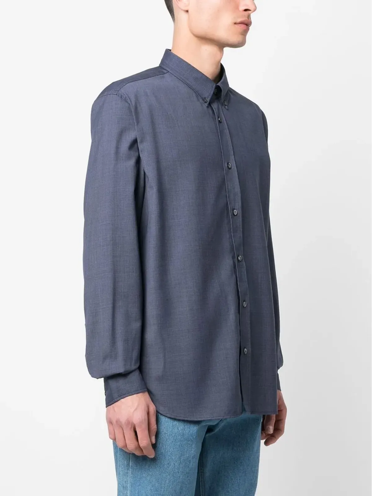 Woolrich 細チェック ヴァージンウール シャツ - 画像3