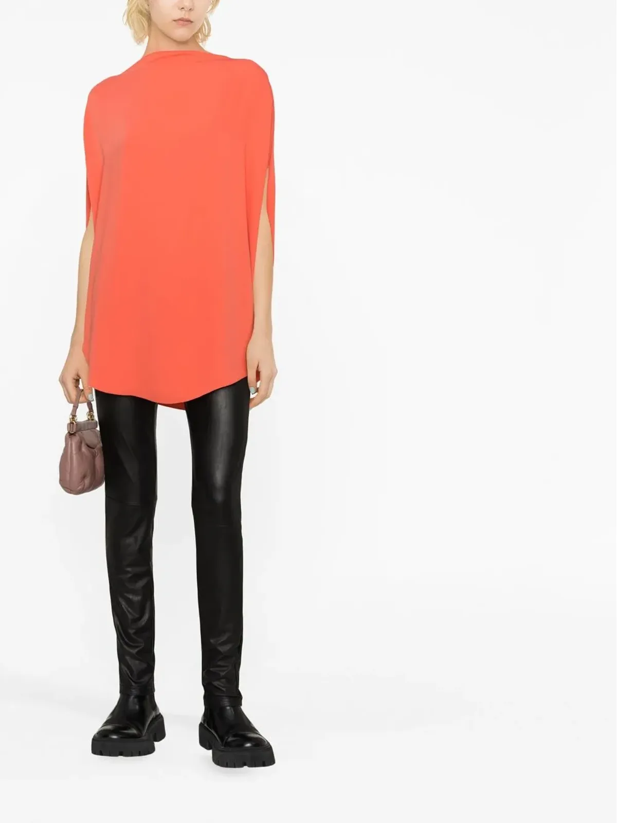 MM6 Maison Margiela モックネック ノースリーブ ブラウス オレンジ - 画像4