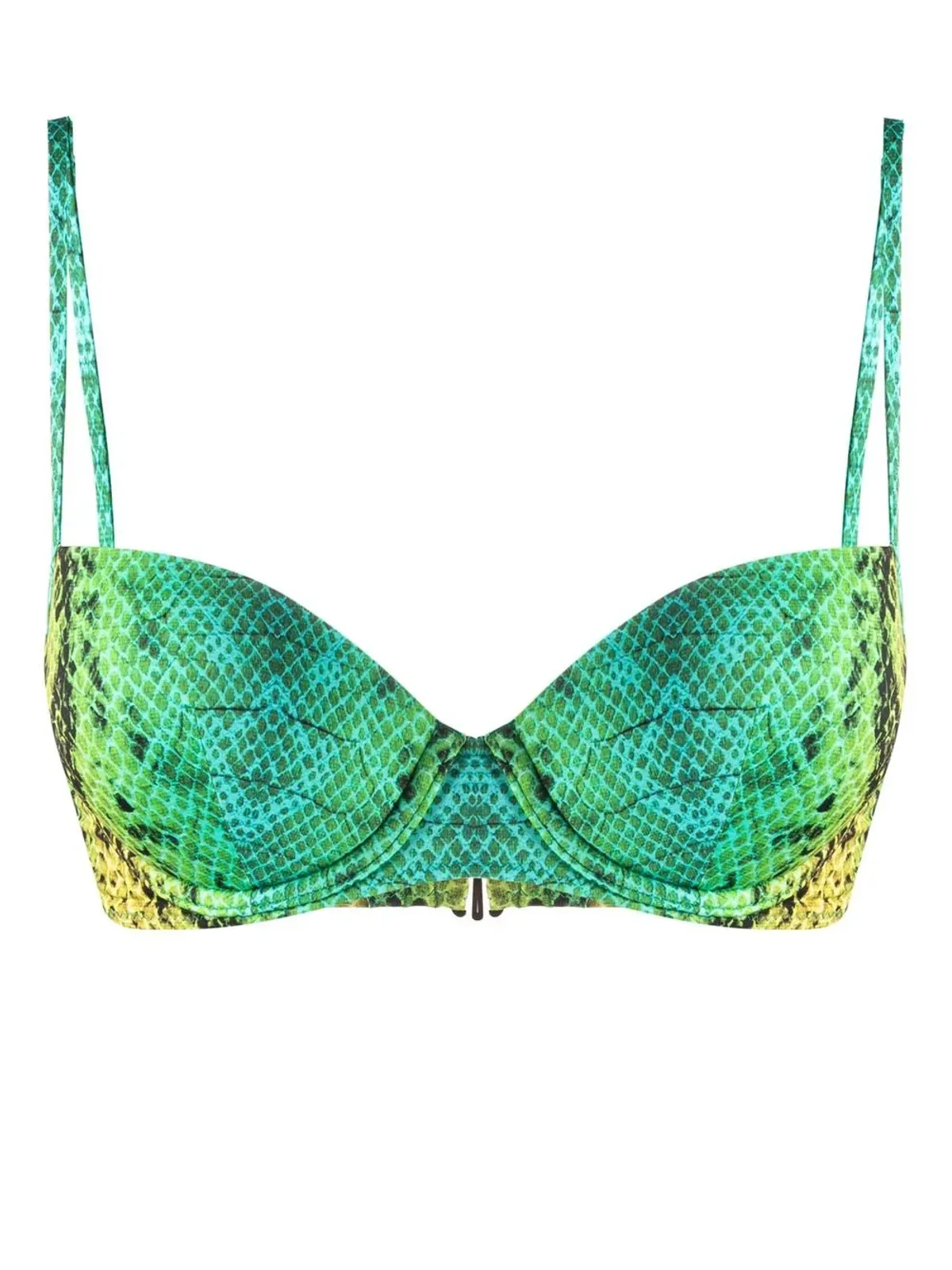Noire Swimwear snakeskin-print bikini top - Green - 画像1