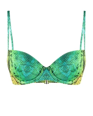 Noire Swimwear snakeskin-print bikini top - Green - サムネイル1