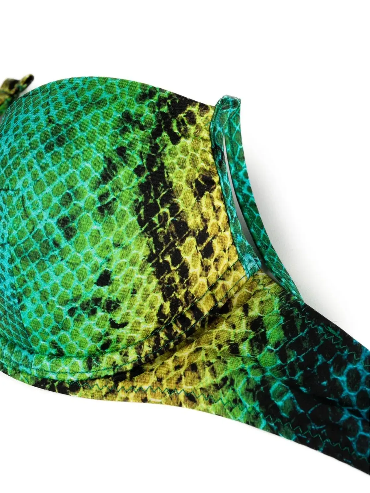Noire Swimwear snakeskin-print bikini top - Green - 画像3