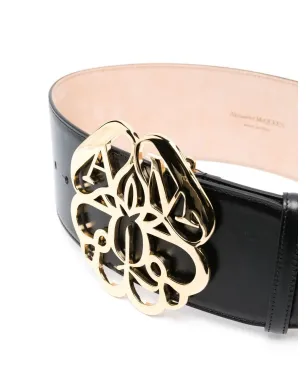 Alexander McQueen ロゴプレートレザーベルト - ブラック - サムネイル2