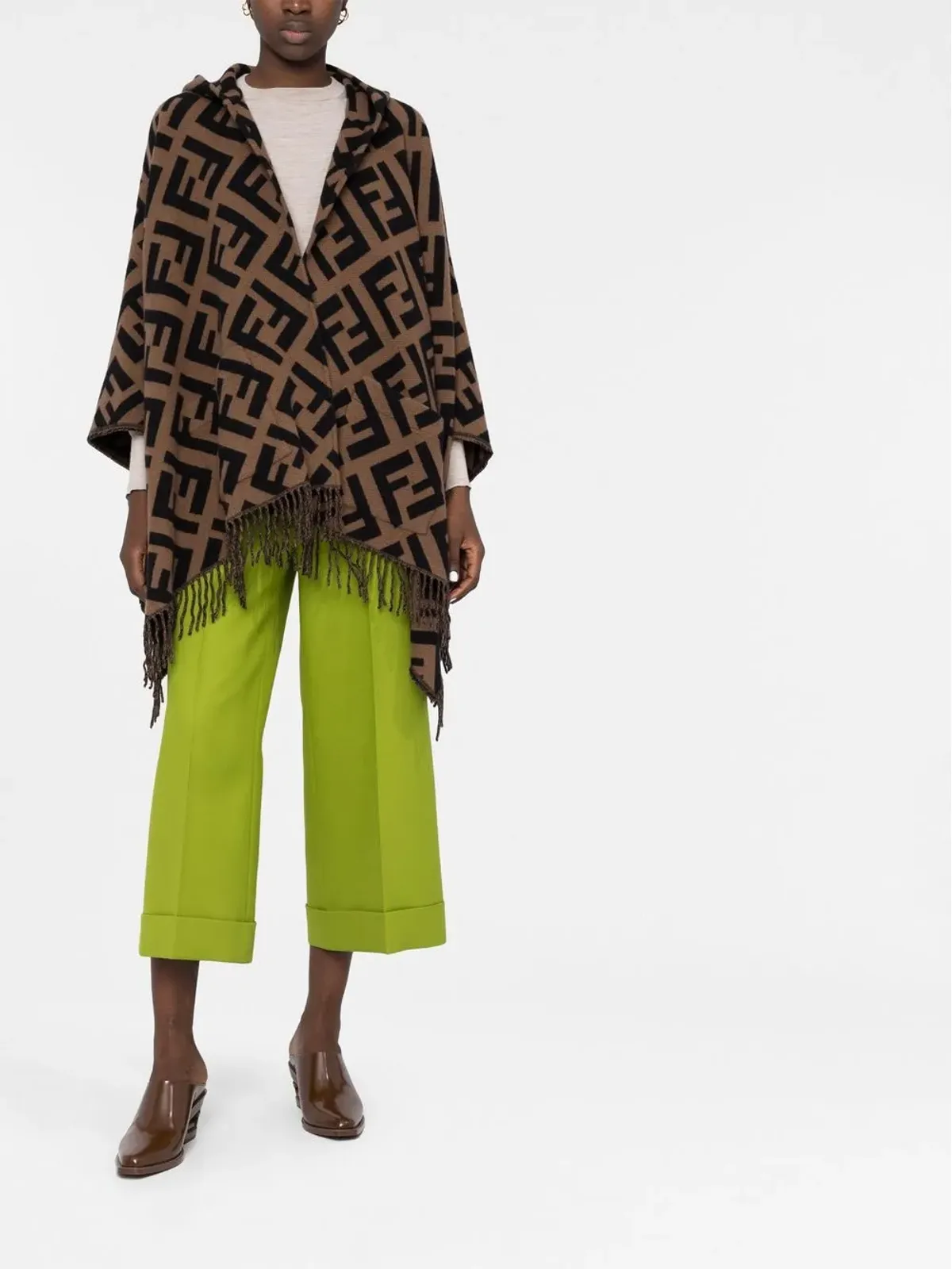 FENDI FFジャカード カシミア ポンチョ - 画像2