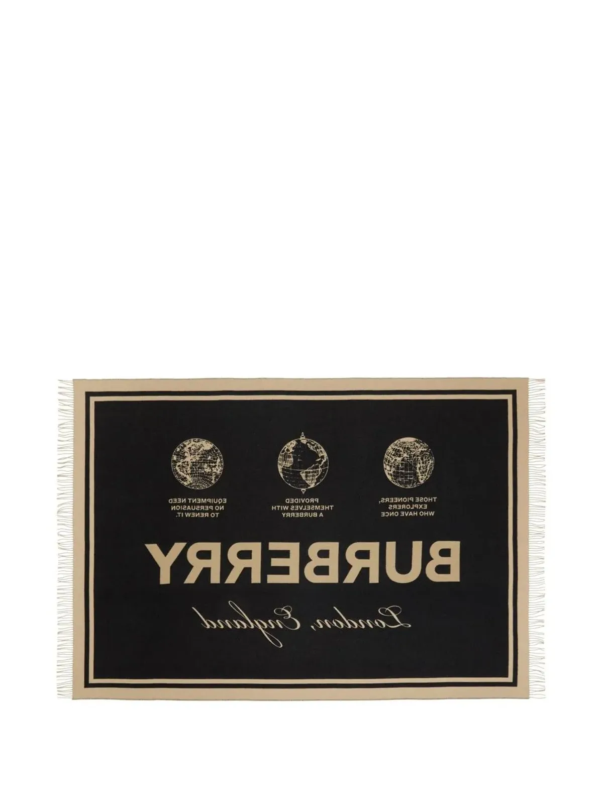 Burberry ラベル カシミヤ混ウール ジャカード ブランケット - 画像3