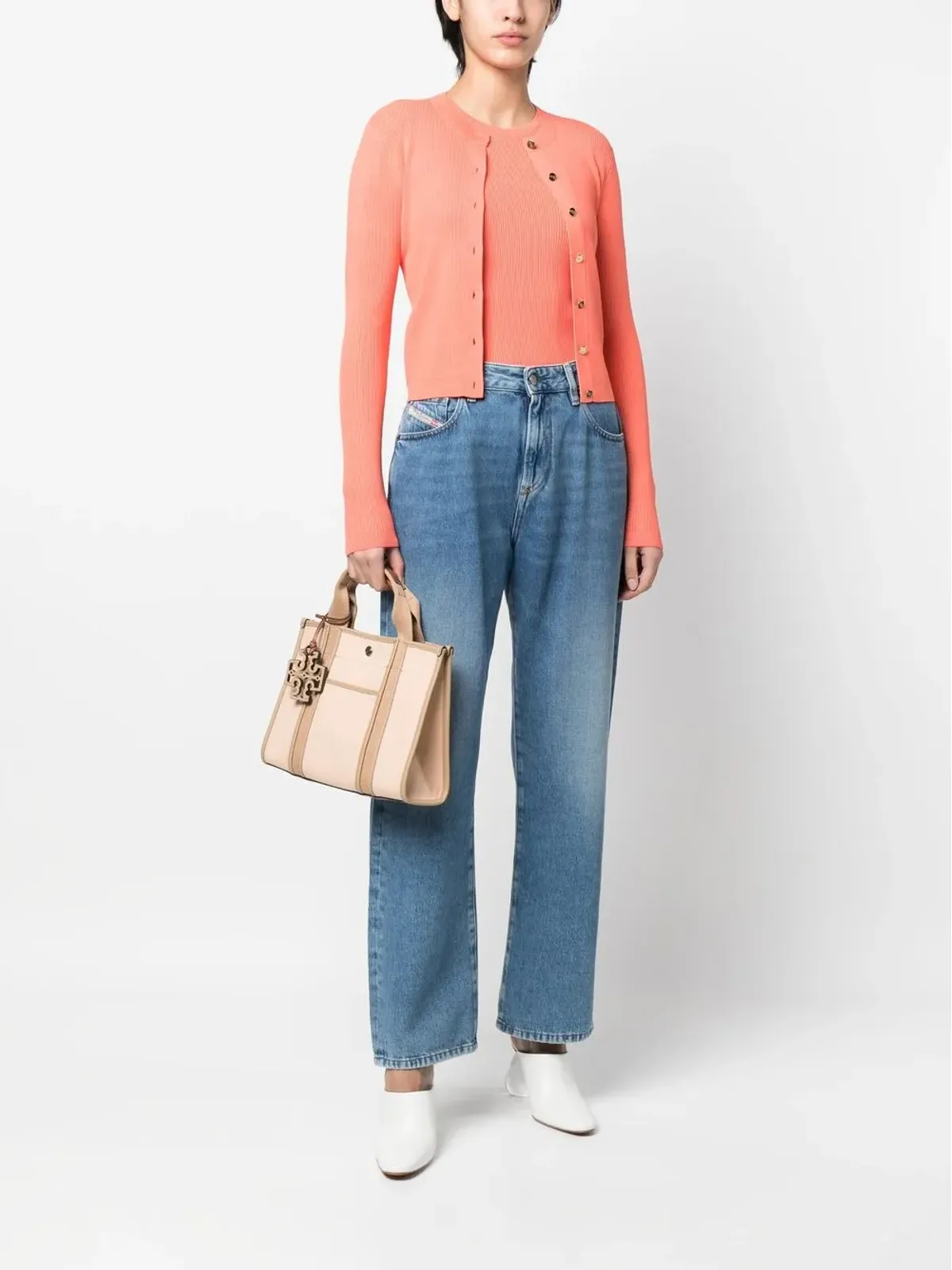 Lauren Ralph Lauren ボタンアップリブニットカーディガン - オレンジ - 画像2