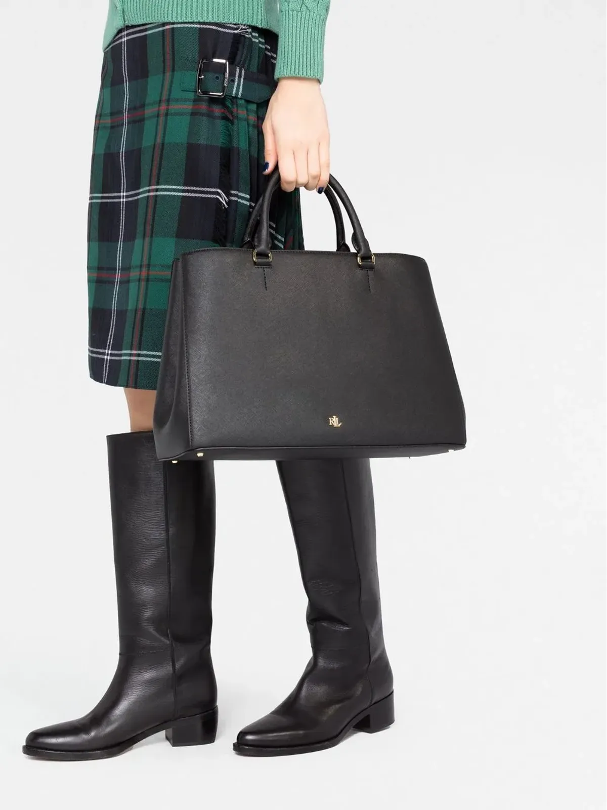 Lauren Ralph Lauren ハンナ レザーサッチェルバッグ - 画像3