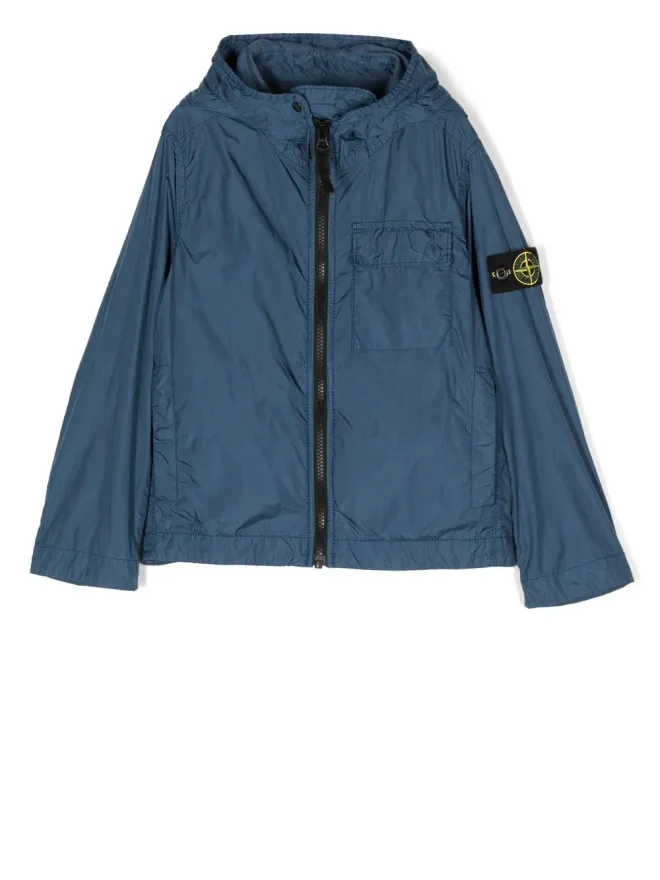 Stone Island Junior Stone Island Junior ロゴパッチ付きフードジャケットの商品画像
