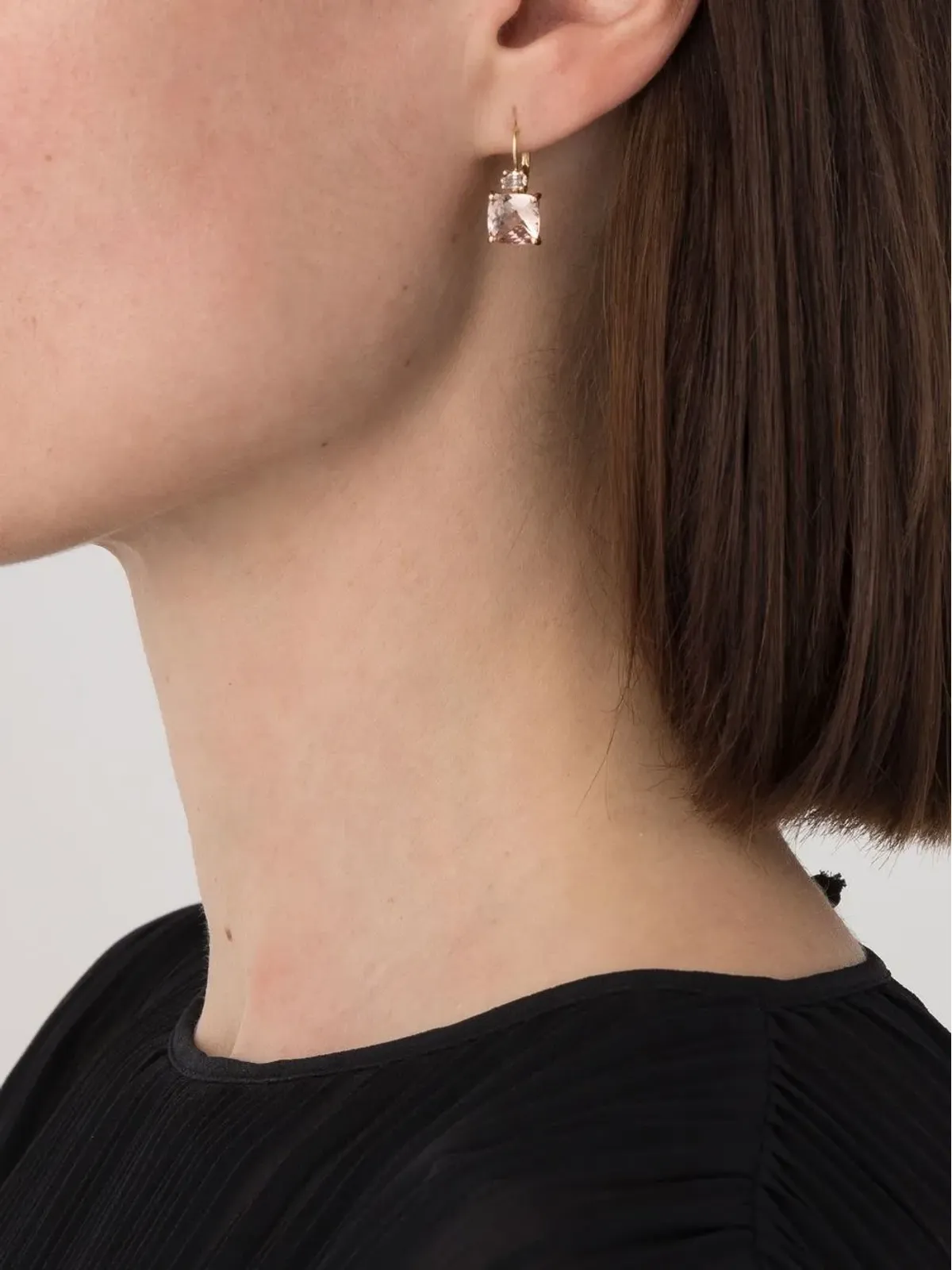 Wouters & Hendrix Gold 18kt ローズゴールド ダイヤモンドとモルガナイト イヤリング - 画像2