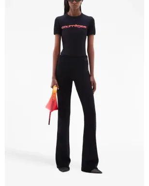 Courrèges ロゴプリント クルーネック Tシャツ - ブラック - サムネイル2