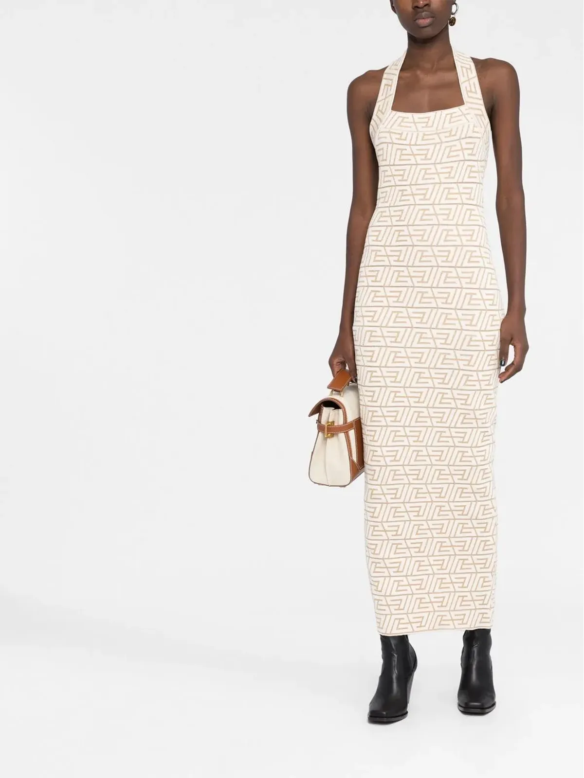 Balmain ロゴジャカード ホルターネック ドレス - 画像2