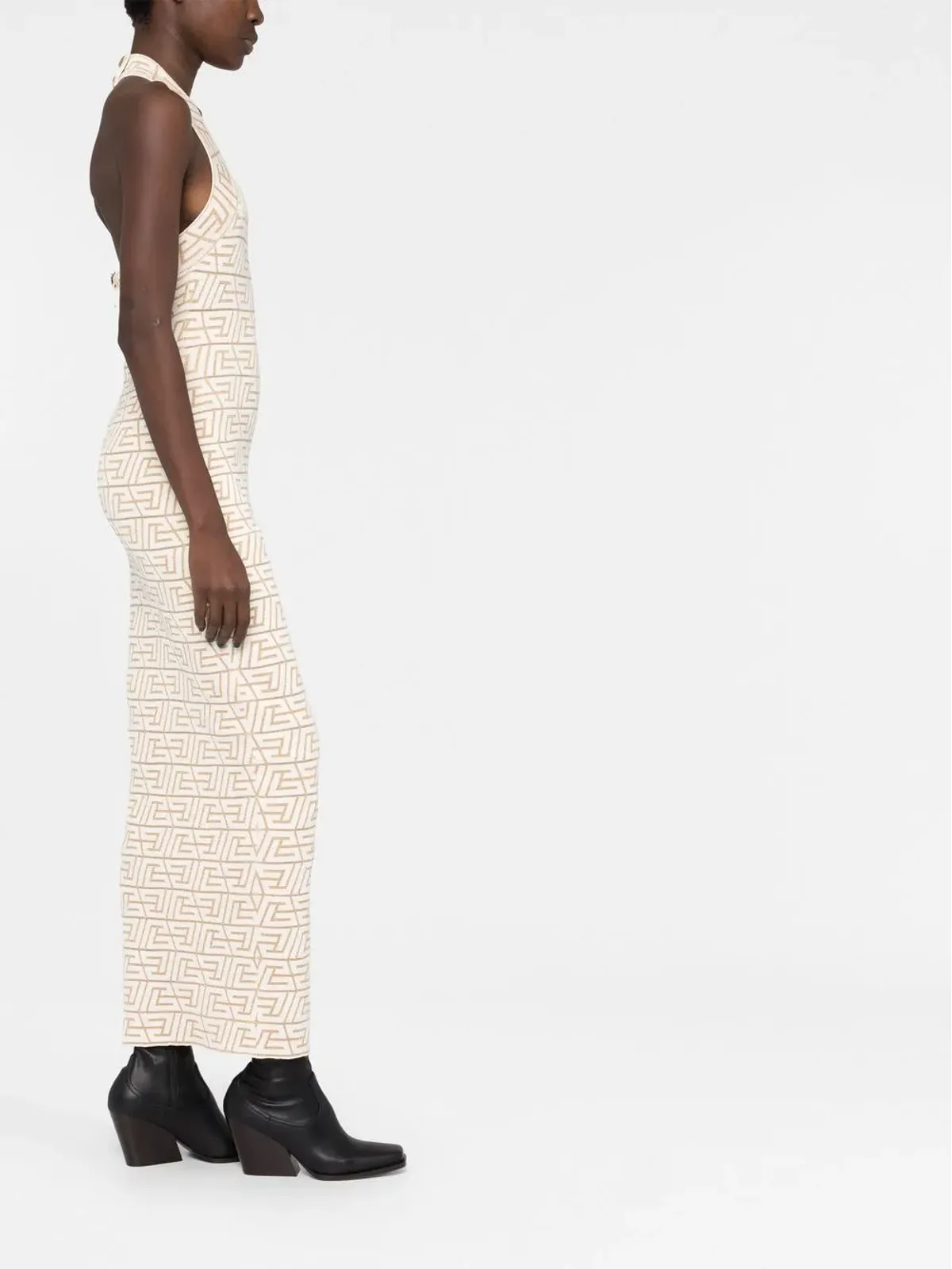 Balmain ロゴジャカード ホルターネック ドレス - 画像4