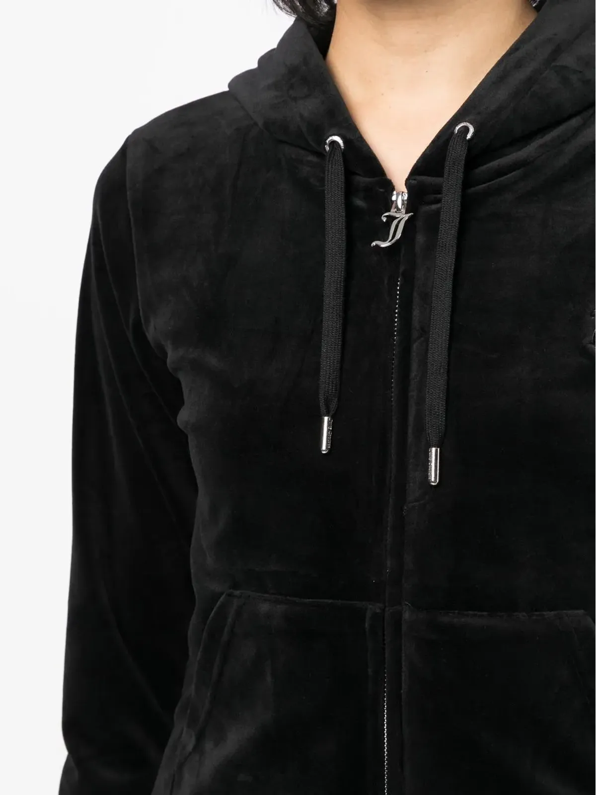 Juicy Couture ベロア素材ジップフーディー（ブラック） - 画像5