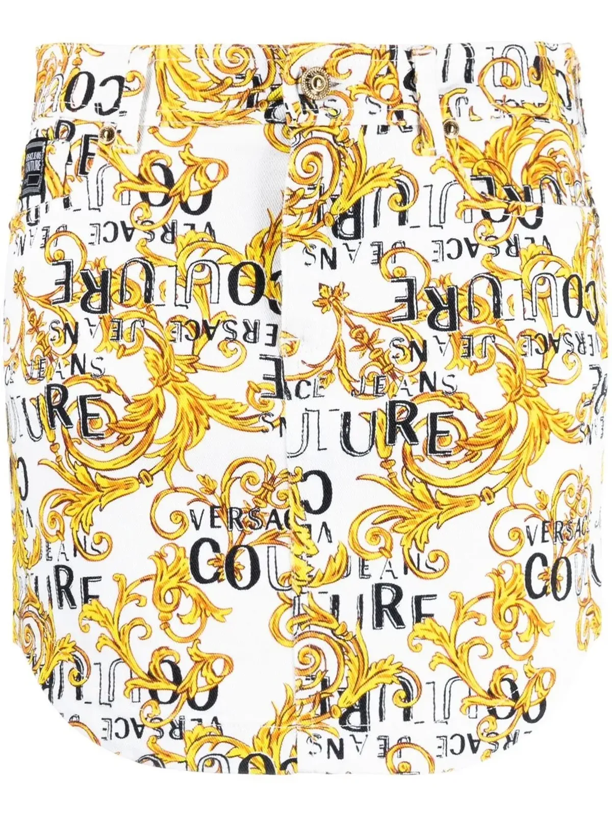 Versace Jeans Couture ロゴ クチュールプリント デニム ミニスカート - 画像1