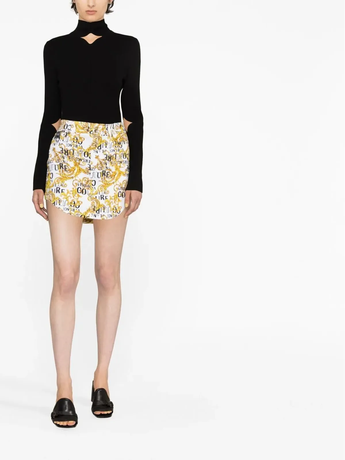 Versace Jeans Couture ロゴ クチュールプリント デニム ミニスカート - 画像2