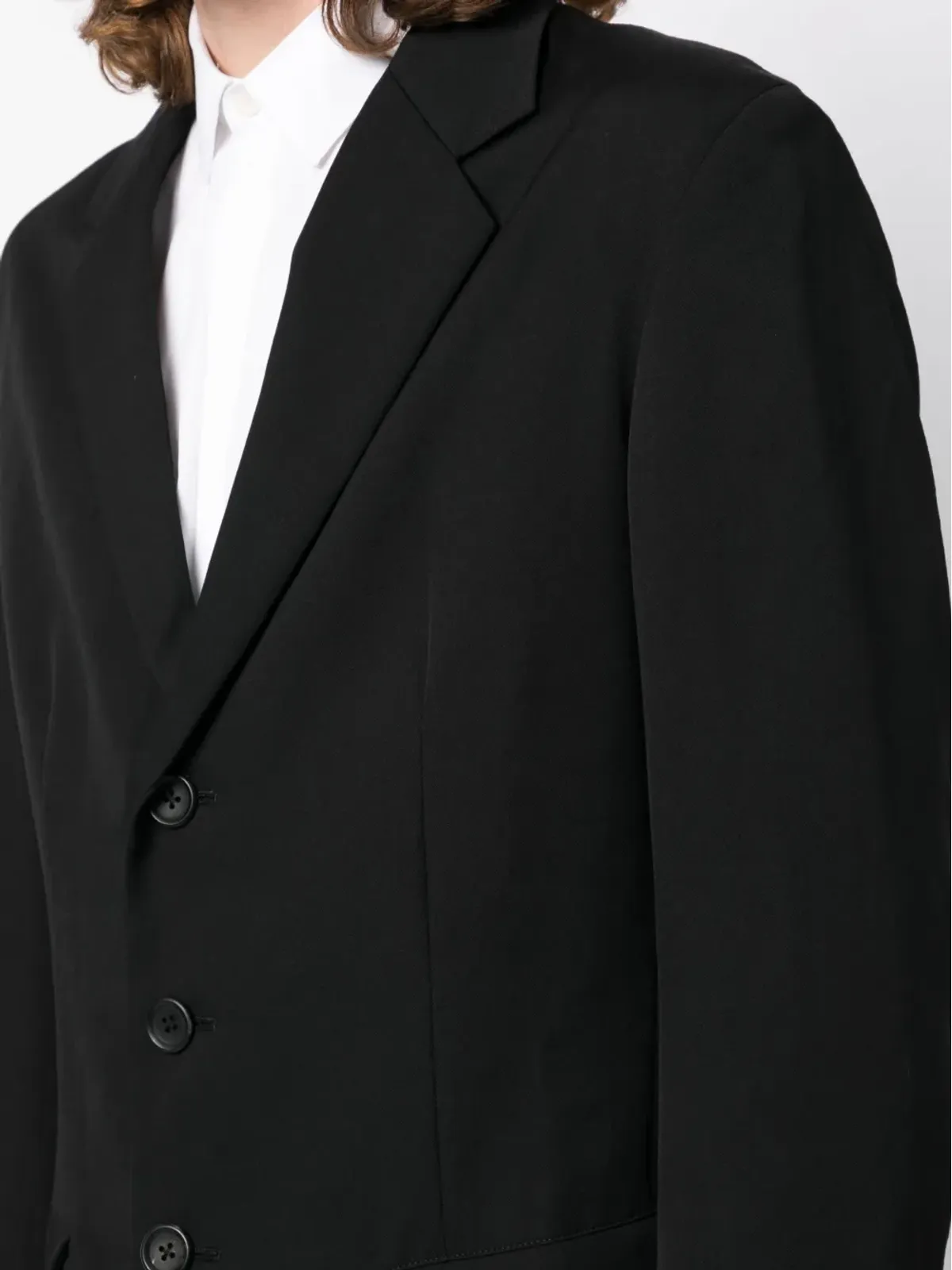 Yohji Yamamoto シングルブレスト ノッチド ウールブレザー（ブラック） - 画像5