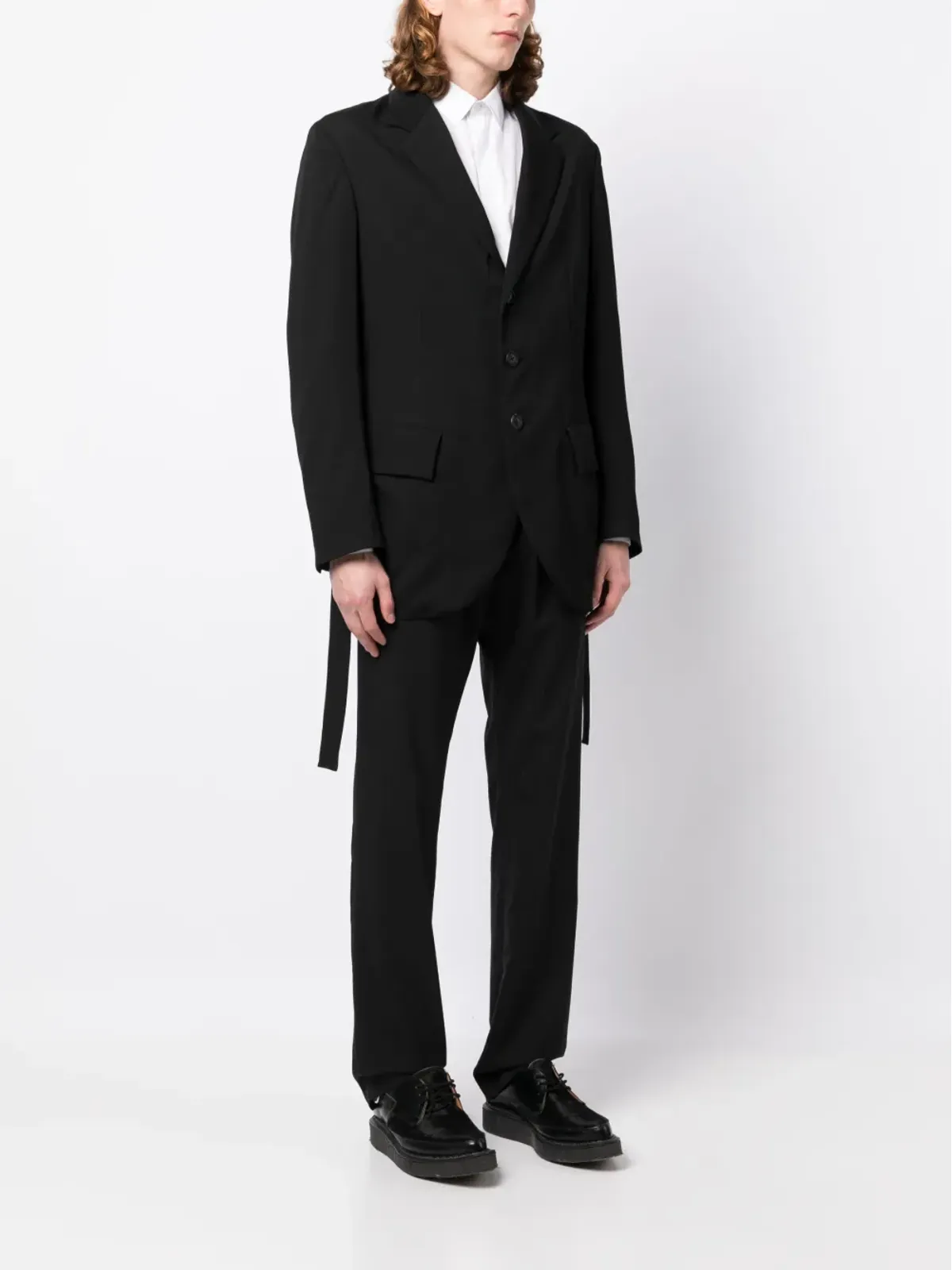Yohji Yamamoto シングルブレスト ノッチド ウールブレザー（ブラック） - 画像3