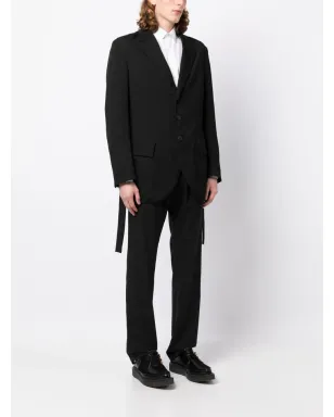 Yohji Yamamoto シングルブレスト ノッチド ウールブレザー（ブラック） - サムネイル3