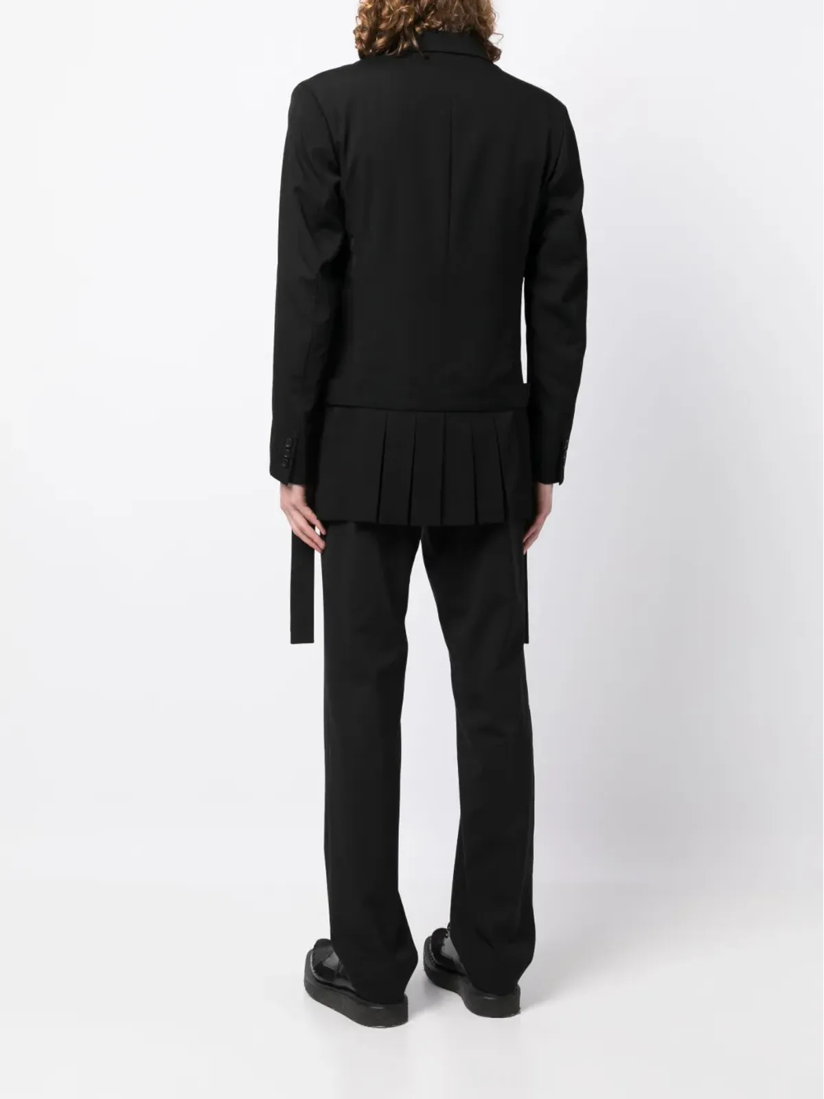 Yohji Yamamoto シングルブレスト ノッチド ウールブレザー（ブラック） - 画像4