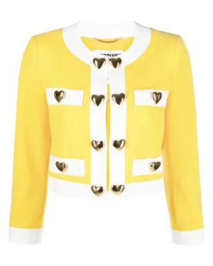 Moschino ハートアップリケ クロップドジャケット - イエロー - サムネイル1