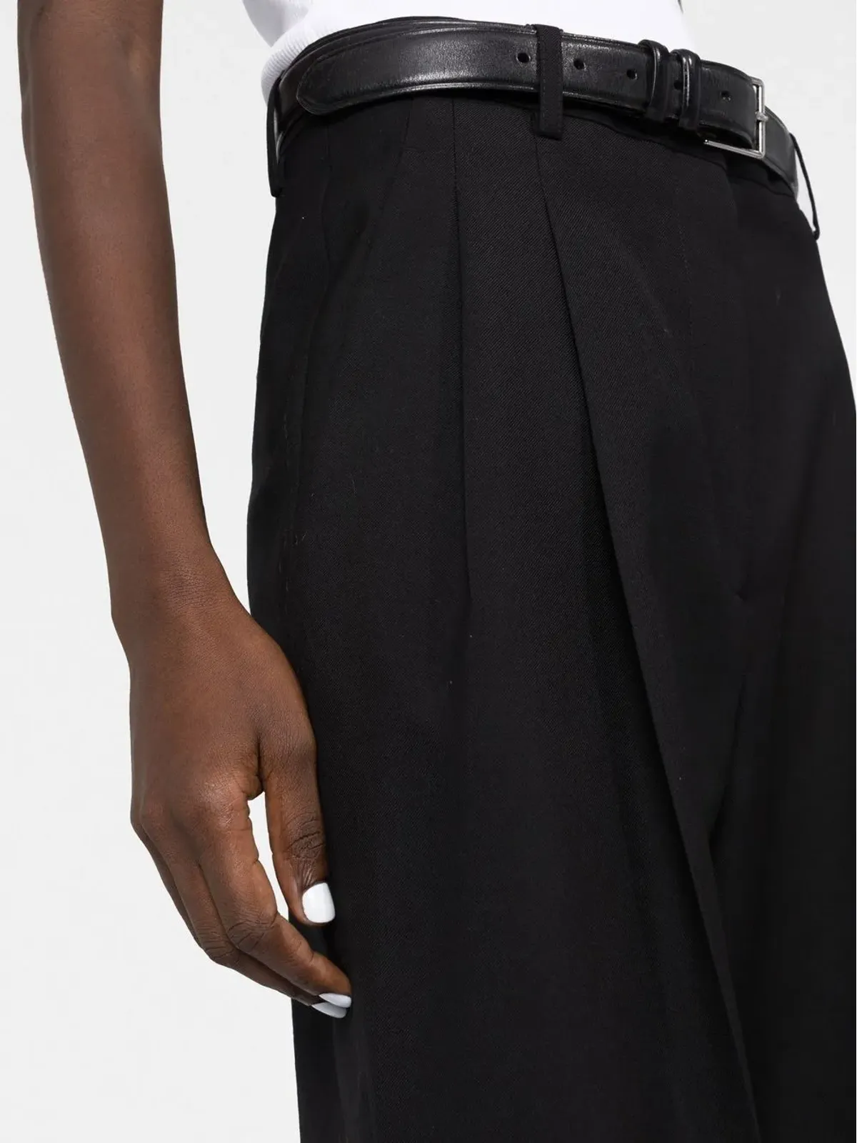 Burberry プリーツ入りワイドレッグウールパンツ - 画像3