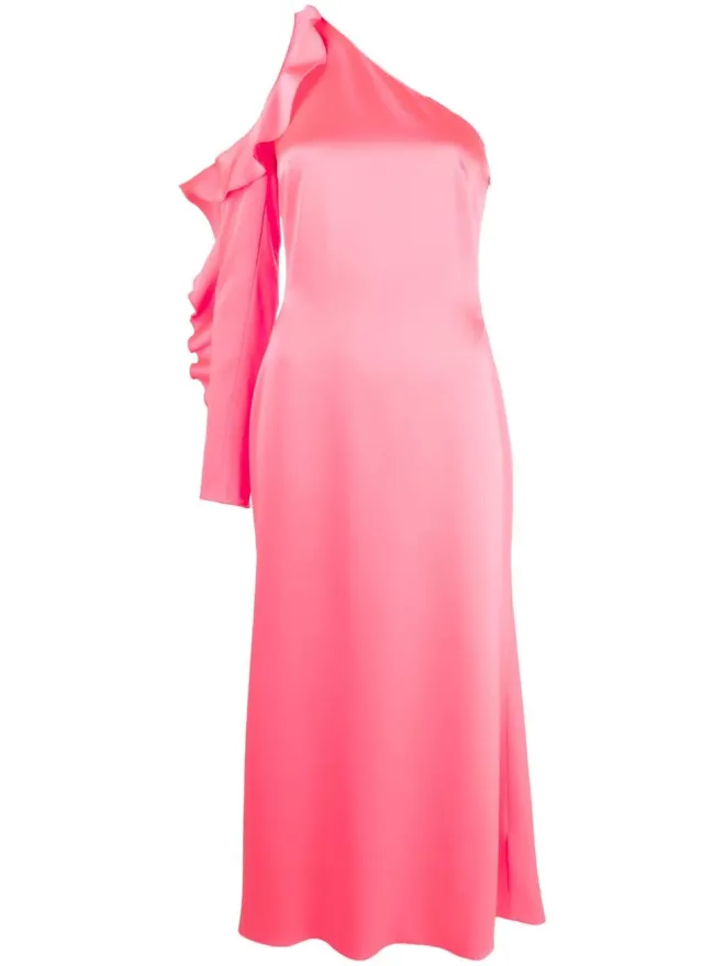 David Koma David Koma アシンメトリック ラッフルトリム サテン ドレスの商品画像