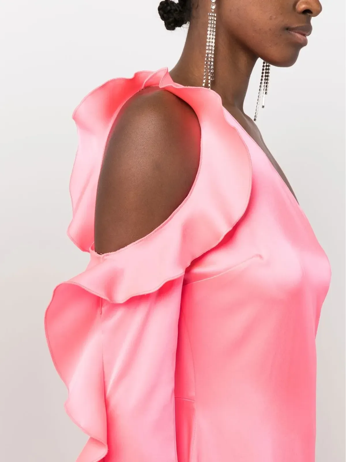David Koma アシンメトリック ラッフルトリム サテン ドレス - 画像5