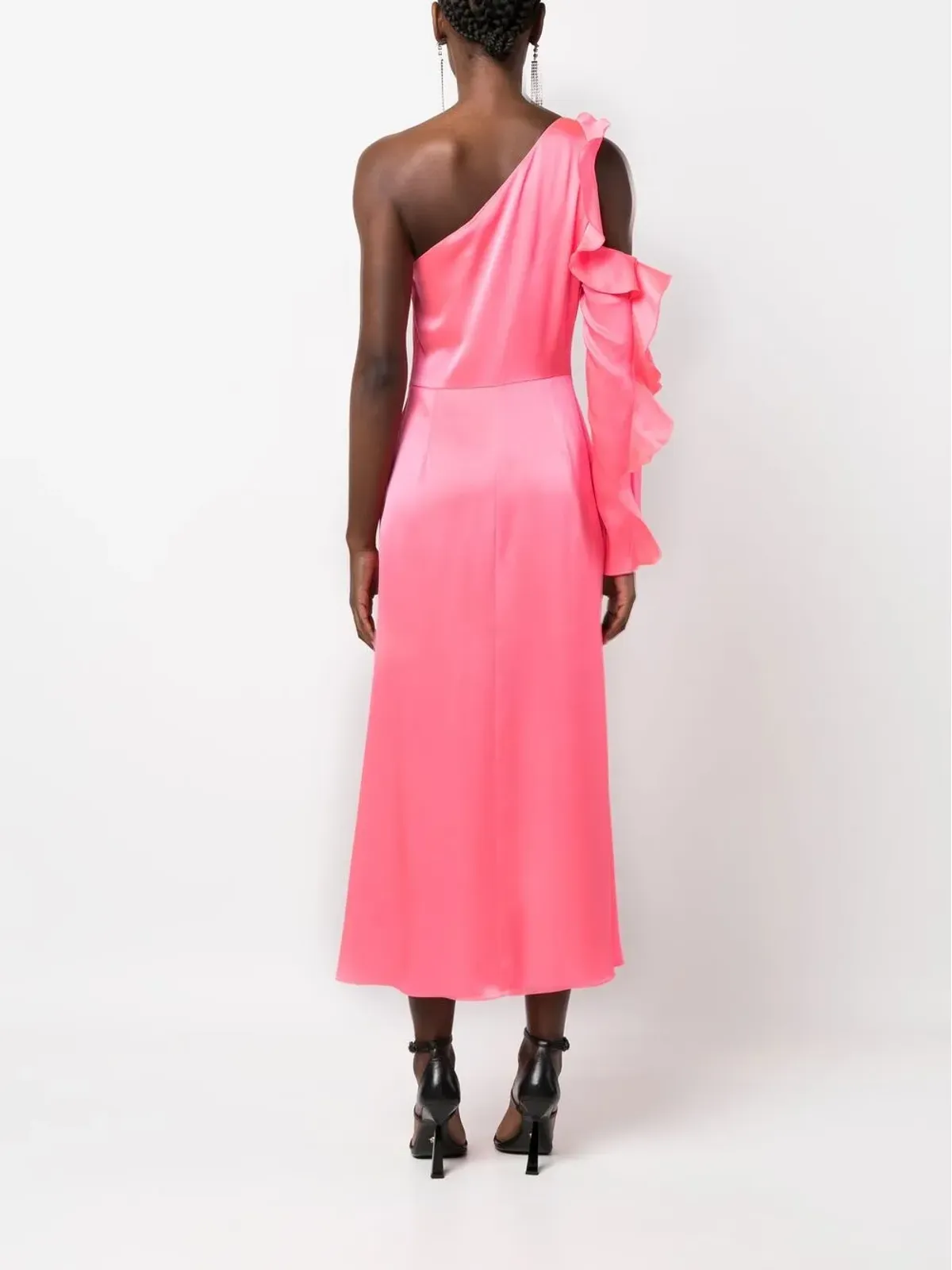 David Koma アシンメトリック ラッフルトリム サテン ドレス - 画像4