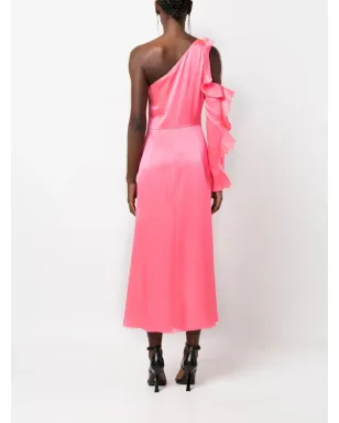 David Koma アシンメトリック ラッフルトリム サテン ドレス - サムネイル4