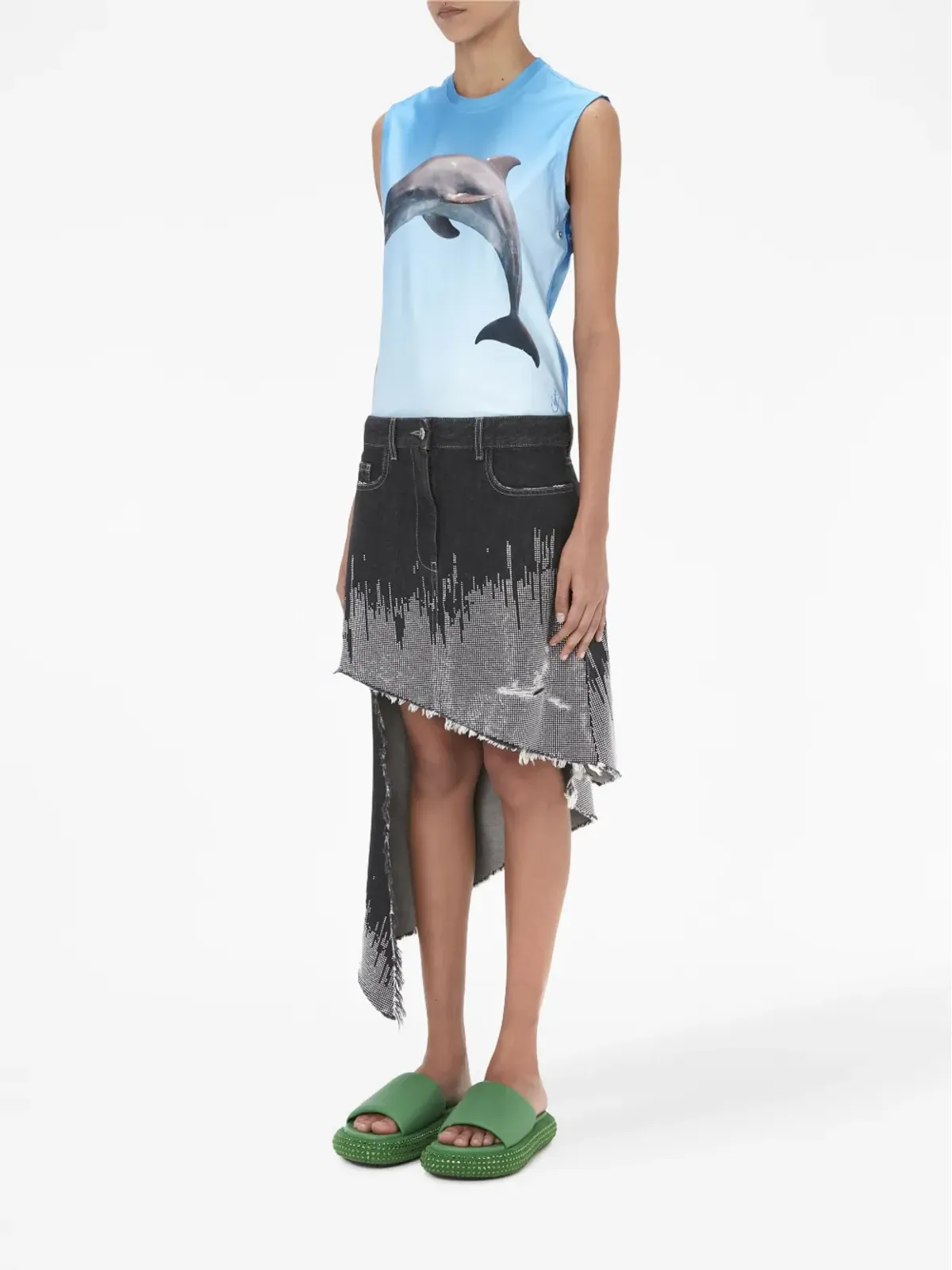 JW Anderson スタッド付きアシンメトリーデニムスカート - 画像2
