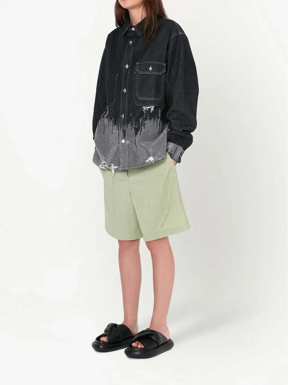 JW Anderson スタッズ付きデニムシャツ - グレー - 画像2