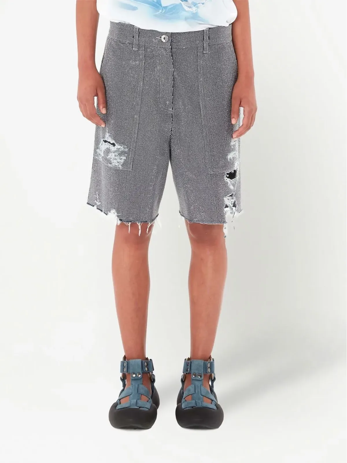 JW Anderson スタッズ付きコットンショーツ グレー - 画像3