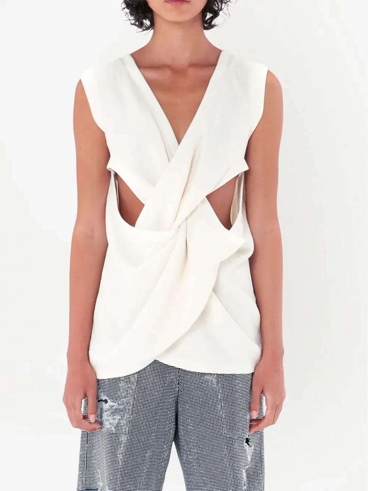 JW Anderson ツイストフロント ノースリーブトップ - White - 画像3