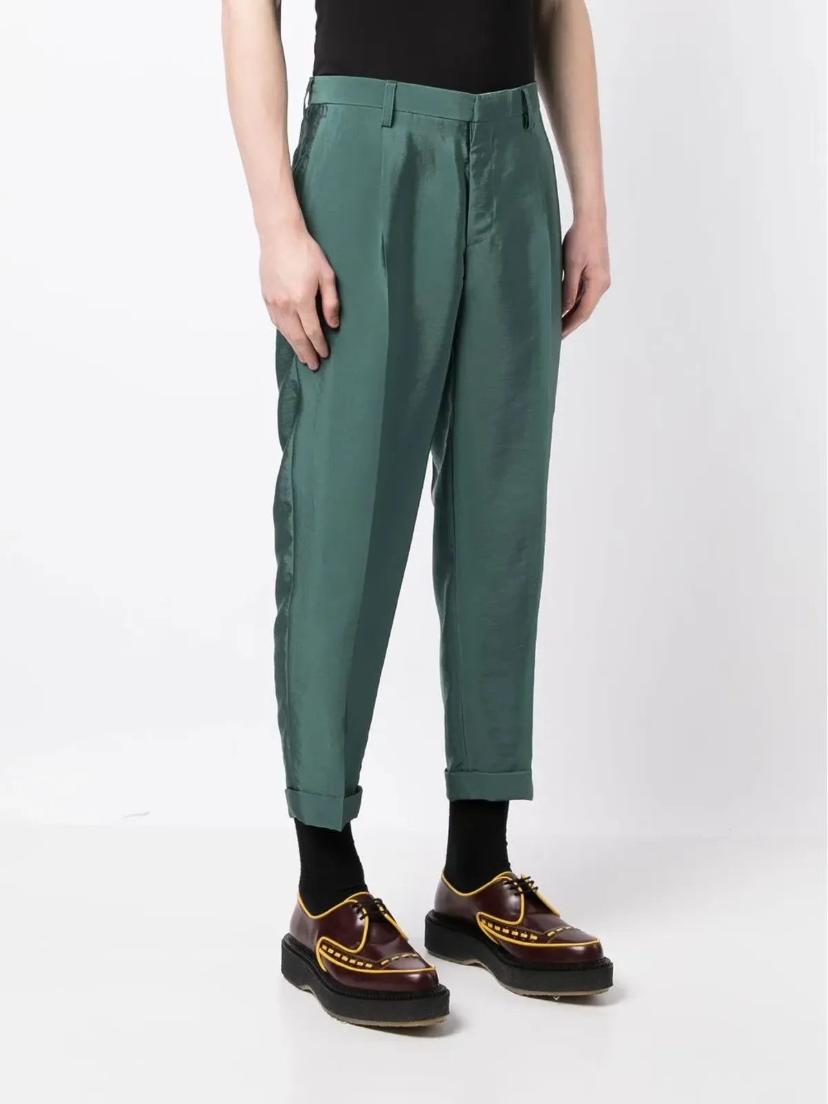 Kolor クロップド テーパード丈 スーツパンツ - Green - 画像3