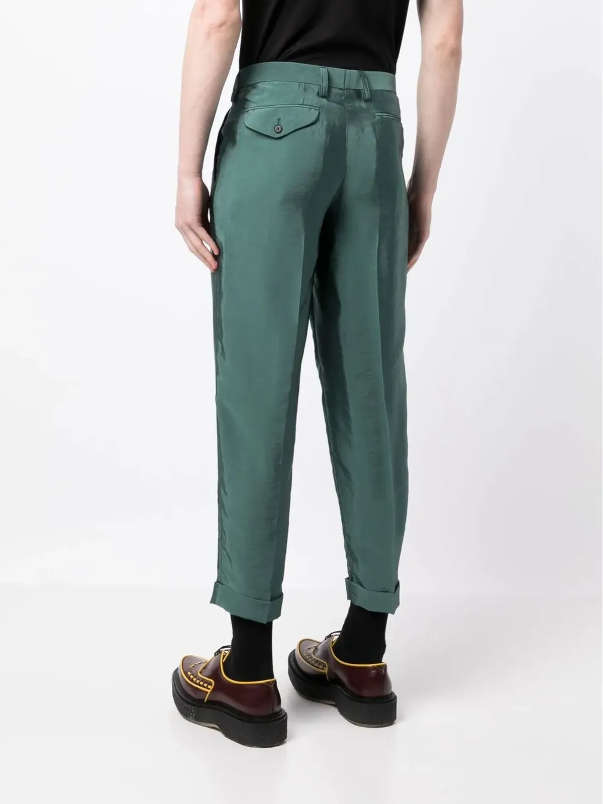 Kolor クロップド テーパード丈 スーツパンツ - Green - 画像4