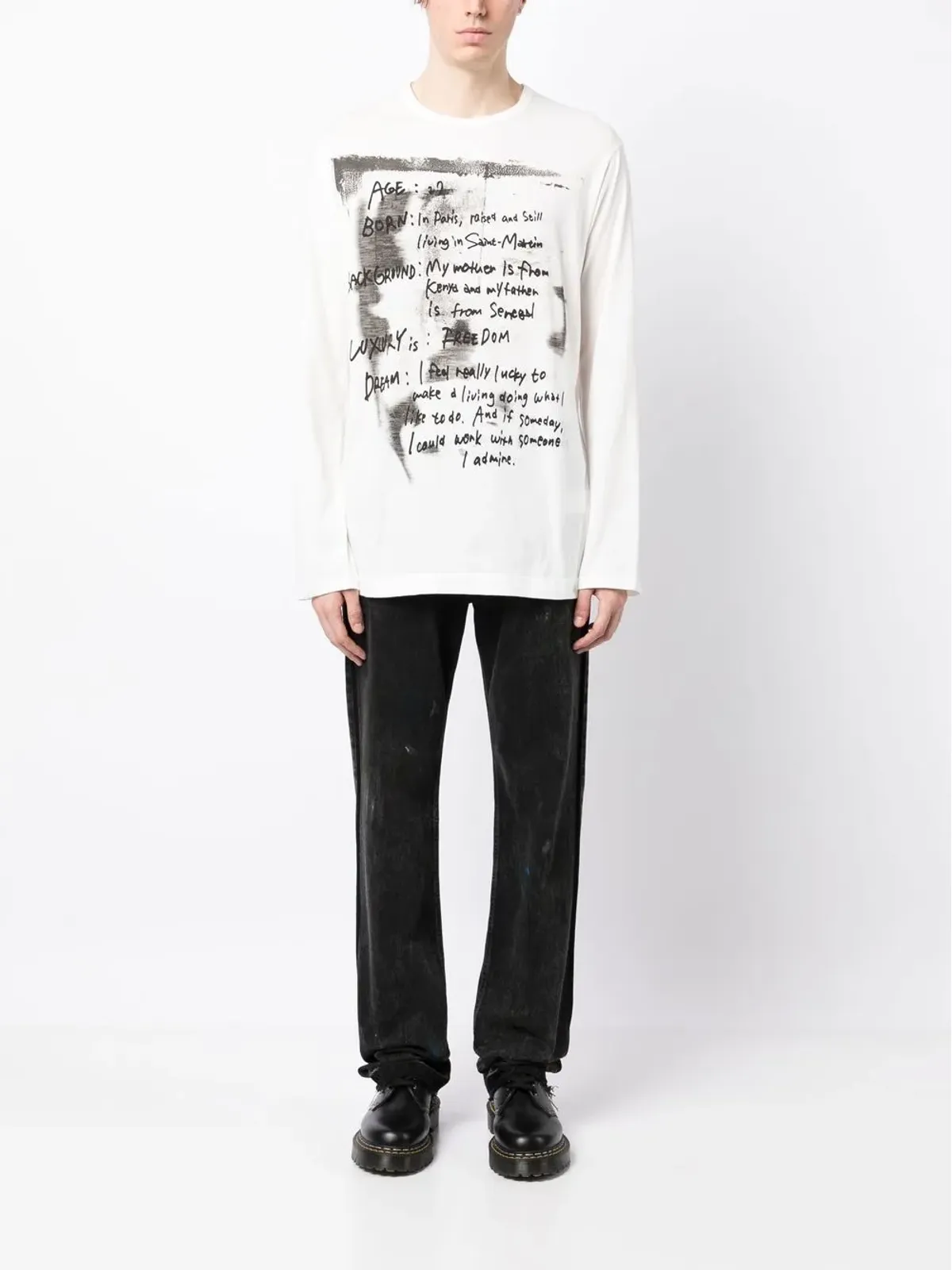 Yohji Yamamoto ピグメント ロングスリーブ Tシャツ - 画像2